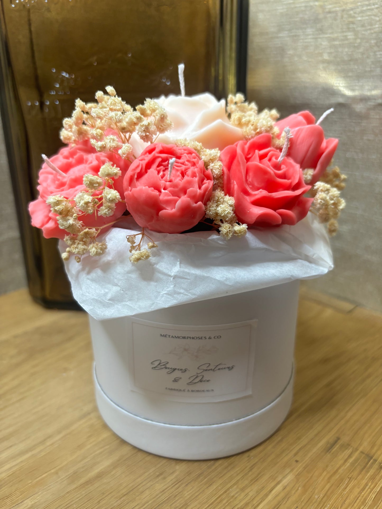 Bouquet bougies rose