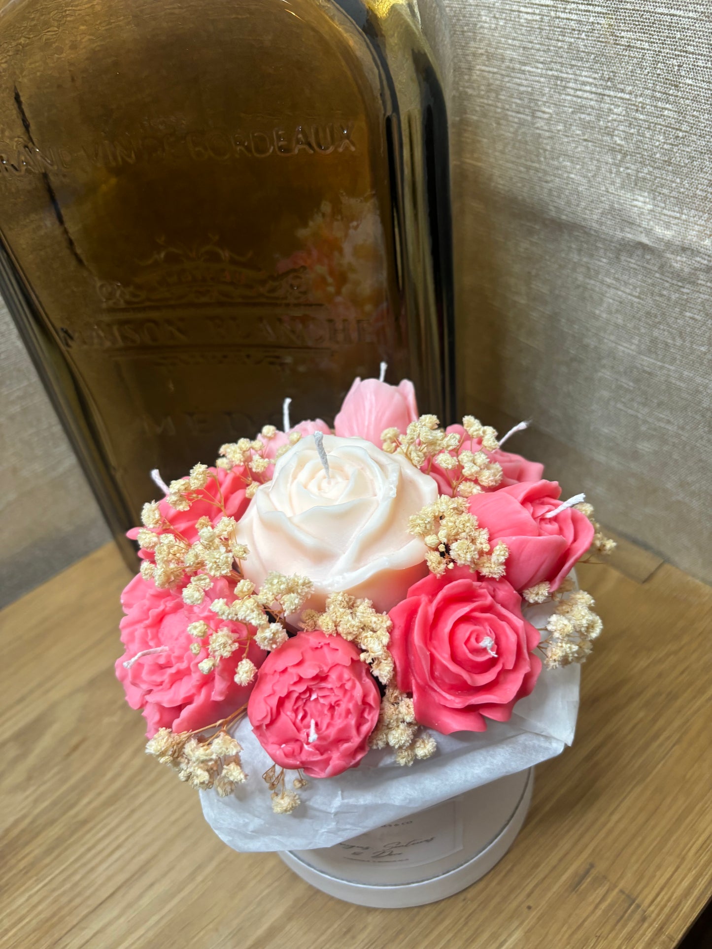 Bouquet bougies rose