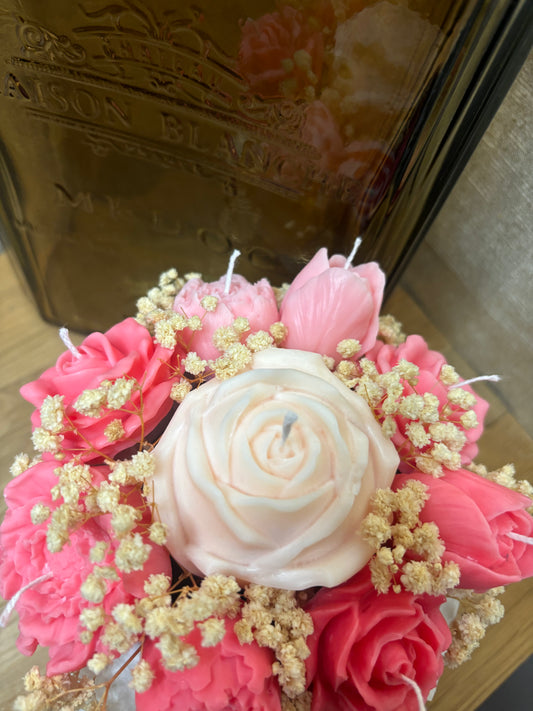 Bouquet bougies rose